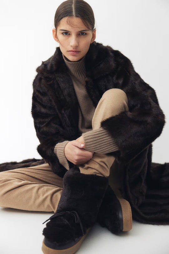 Varmforet fluffy ankelstøvler